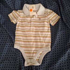 old navy onesie stripped with small dog on front